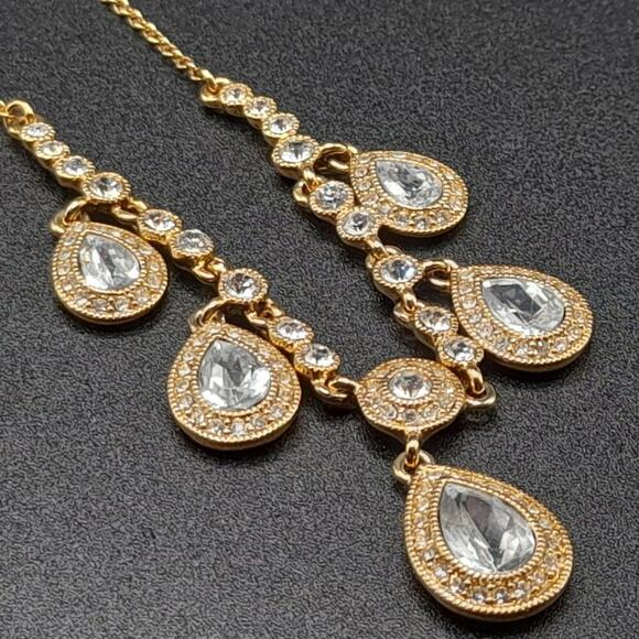 Carolee Rhinestone Pendant Necklace, Light Green Clear Rhinestones, 17 1/2 Inch - Picture 8 of 9